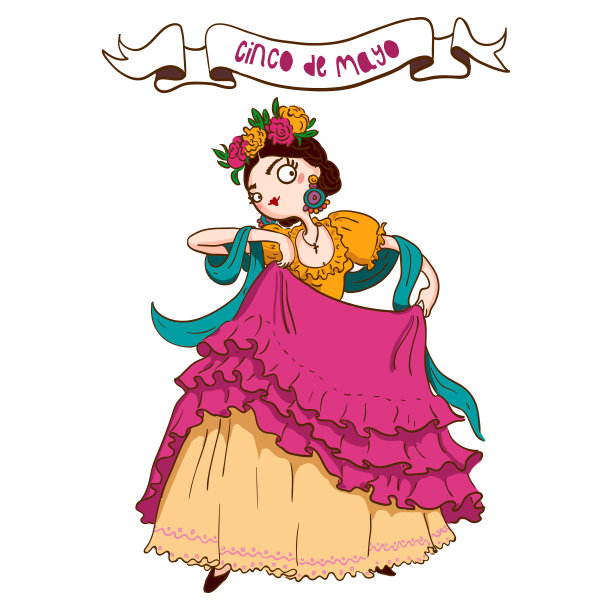 墨西哥的女孩。矢量插图。图片 墨西哥的女孩。矢量插图。图片下载
