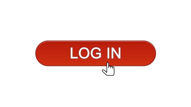 登录web界面的按钮用鼠标光标点击,酒红色,应用程序图片 登录web界面的按钮用鼠标光标点击,酒红色,应用程序图片下载