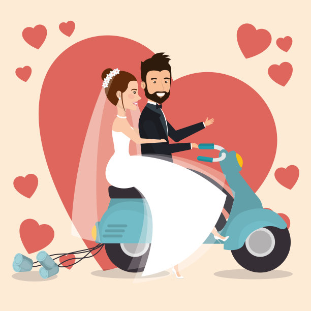 一对新婚的摩托车情侣图片 一对新婚的摩托车情侣图片下载