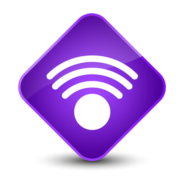 Wifi图标优雅的紫色钻石按钮图片 Wifi图标优雅的紫色钻石按钮图片下载