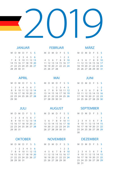 日历2019 -插图。德国版图片 日历2019 -插图。德国版图片下载
