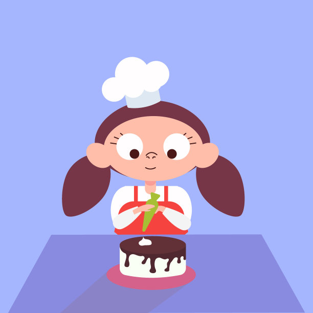 女孩在厨房里装饰巧克力蛋糕图片 女孩在厨房里装饰巧克力蛋糕图片下载