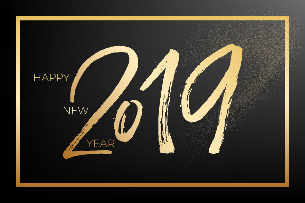 快乐的新月报与漂亮的字母2019在金色图片 快乐的新月报与漂亮的字母2019在金色图片下载