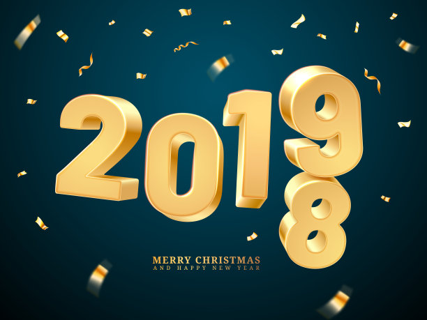 金色2019-2018新年快乐,圣诞快乐图片 金色2019-2018新年快乐,圣诞快乐图片下载
