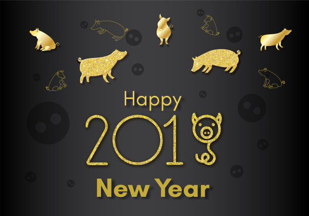 2019中国猪年概念与金色矢量剪影,闪光,箔纹理,模板日历,海报,横幅,贺卡图片 2019中国猪年概念与金色矢量剪影,闪光,箔纹理,模板日历,海报,横幅,贺卡图片下载