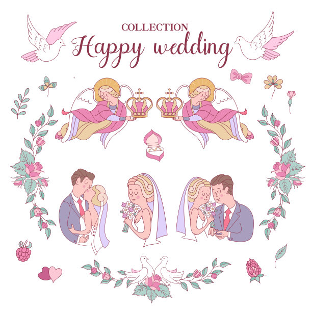 快乐的婚礼。矢量插图。婚礼仪式。结婚卡,结婚请柬。图片 快乐的婚礼。矢量插图。婚礼仪式。结婚卡,结婚请柬。图片下载