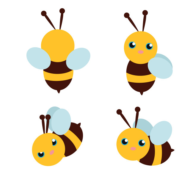 变型可爱的小蜜蜂摆出各种姿势,卡通人物图片 变型可爱的小蜜蜂摆出各种姿势,卡通人物图片下载