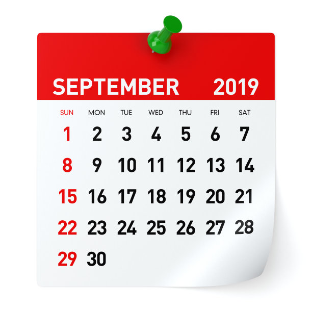 2019年9月-日历。图片 2019年9月-日历。图片下载