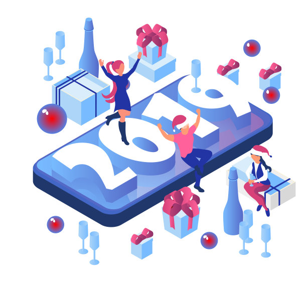 2019年在智能手机上。白色背景上的新年礼物。人们用一杯香槟来庆祝。等距三维图片 2019年在智能手机上。白色背景上的新年礼物。人们用一杯香槟来庆祝。等距三维图片下载