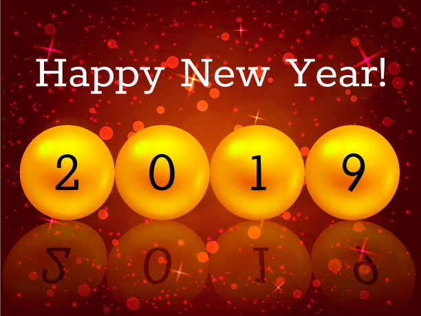 矢量插图。2019年日期的黄金珠子。2019年新年祝福语。图片 矢量插图。2019年日期的黄金珠子。2019年新年祝福语。图片下载