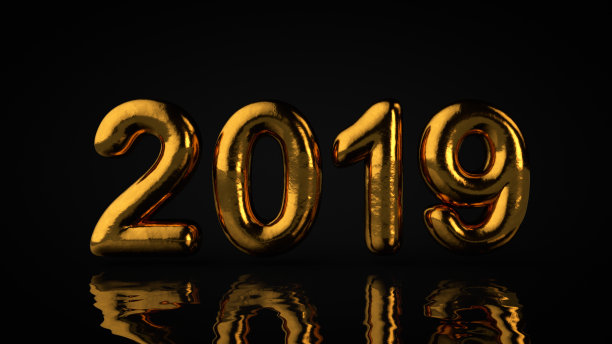 2019类型,金色纹理文本与液体反射,黑色背景图片 2019类型,金色纹理文本与液体反射,黑色背景图片下载