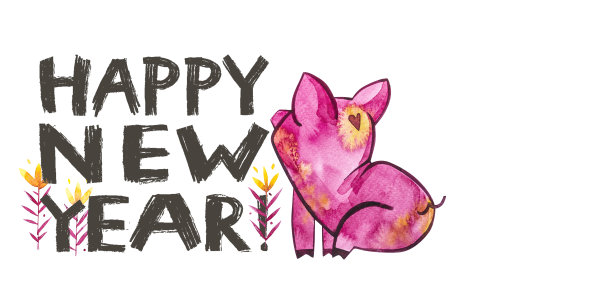 可爱的猪,创意2019年新年字。中国历法中年份的象征。水彩插图明信片水平格式。图片 可爱的猪,创意2019年新年字。中国历法中年份的象征。水彩插图明信片水平格式。图片下载