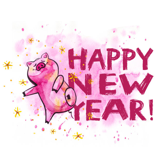 可爱的猪,创意2019年新年字。中国历法中年份的象征。孤立。水彩插图。图片 可爱的猪,创意2019年新年字。中国历法中年份的象征。孤立。水彩插图。图片下载
