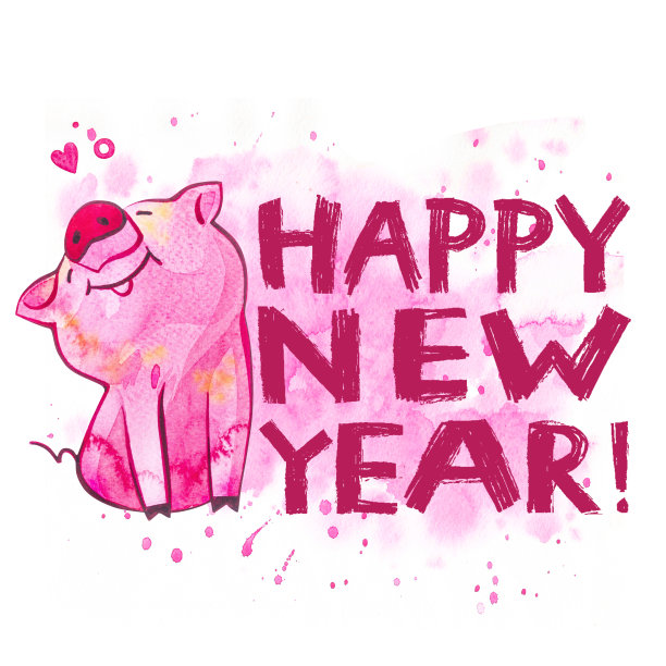 可爱的猪,创意2019年新年字。中国历法中年份的象征。明信片的水彩插图。图片 可爱的猪,创意2019年新年字。中国历法中年份的象征。明信片的水彩插图。图片下载
