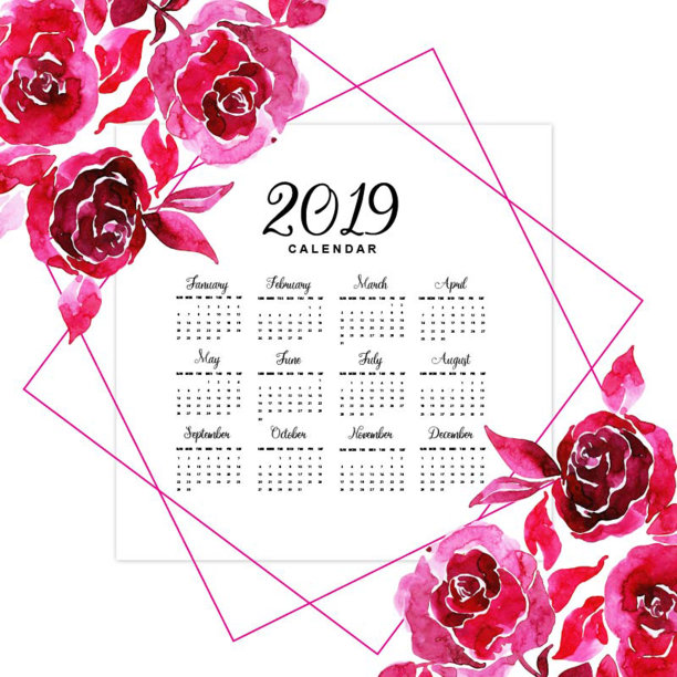 水彩画2019花卉日历图片 水彩画2019花卉日历图片下载