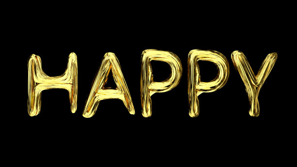 金色的文字快乐在黑色的背景。一笔快乐的文字。图片 金色的文字快乐在黑色的背景。一笔快乐的文字。图片下载