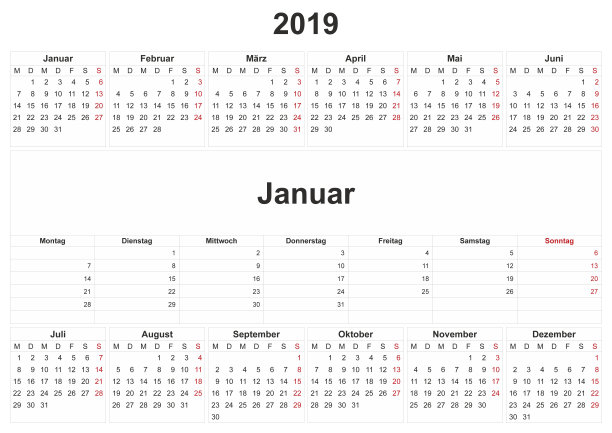 2019年德国白底月历。图片 2019年德国白底月历。图片下载