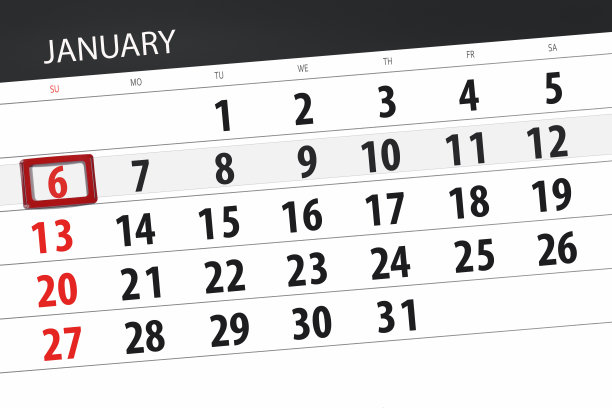 日历计划2019年1月,截止日期,6日,周日图片 日历计划2019年1月,截止日期,6日,周日图片下载