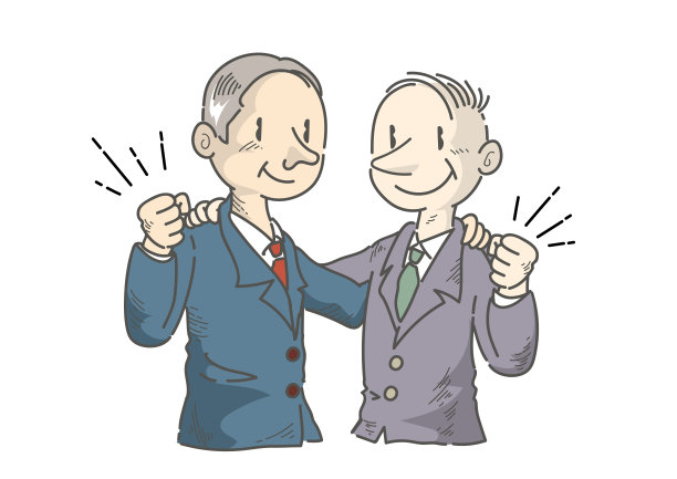 商人与对方摆出胜利的姿势-漫画图片 商人与对方摆出胜利的姿势-漫画图片下载