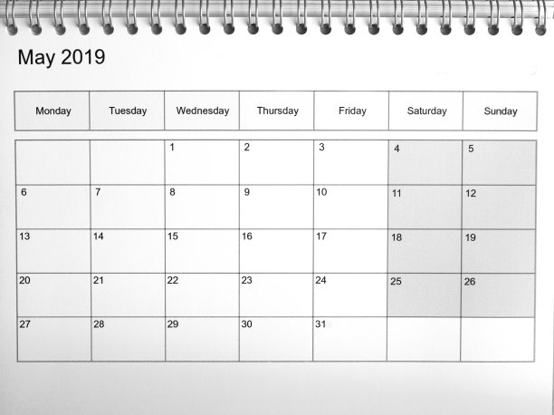 2019年5月打印在日历模板上图片 2019年5月打印在日历模板上图片下载