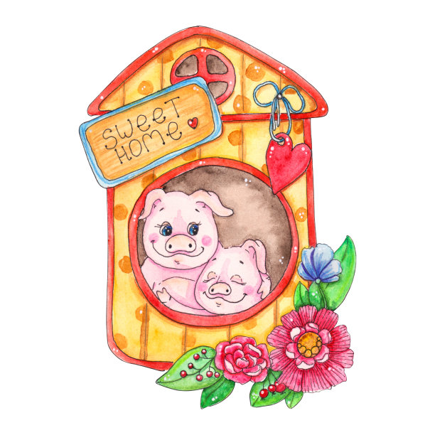 甜蜜的家小猪插图。图片 甜蜜的家小猪插图。图片下载