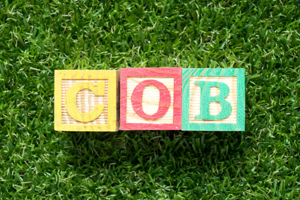 彩色木块以字COB(停业简称)为人工绿草为背景图片 彩色木块以字COB(停业简称)为人工绿草为背景图片下载