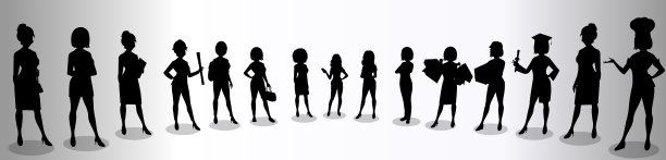一群商界女性剪影图片 一群商界女性剪影图片下载