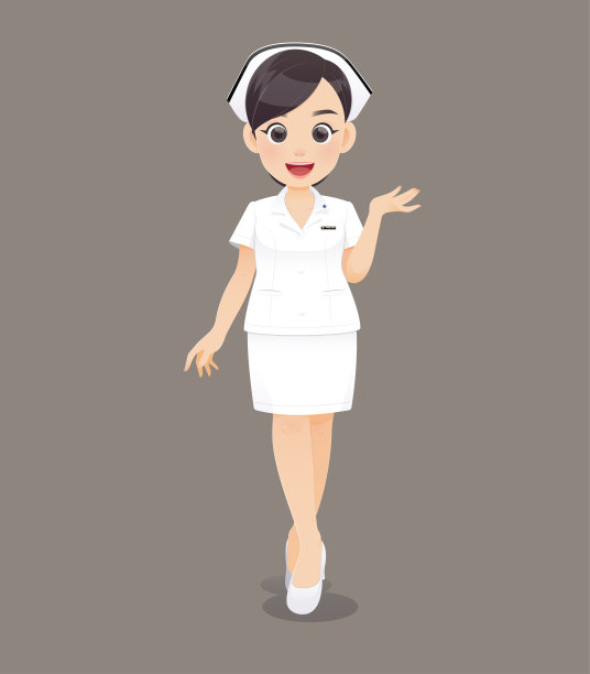 卡通女医生或护士白色制服在棕色背景,微笑的女护理人员,矢量插图字符设计图片 卡通女医生或护士白色制服在棕色背景,微笑的女护理人员,矢量插图字符设计图片下载