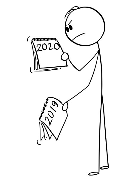 矢量卡通愤怒的人或商人看日历2019年如何改变2020年图片 矢量卡通愤怒的人或商人看日历2019年如何改变2020年图片下载
