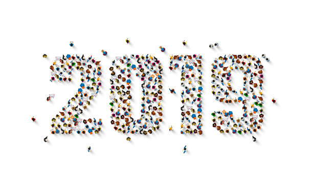 一群人以白色背景为2019年的形式。矢量图图片 一群人以白色背景为2019年的形式。矢量图图片下载