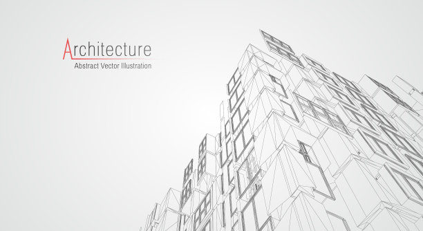 现代建筑线框。城市线框的概念。建筑CAD图纸线框图绘制。图片 现代建筑线框。城市线框的概念。建筑CAD图纸线框图绘制。图片下载