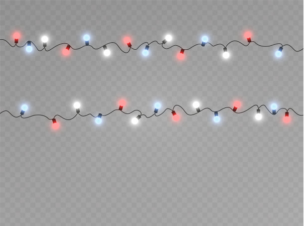 圣诞灯隔绝了现实的设计元素。圣诞贺卡,横幅,海报,网页设计的发光灯。花环装饰。Led霓虹灯图片 圣诞灯隔绝了现实的设计元素。圣诞贺卡,横幅,海报,网页设计的发光灯。花环装饰。Led霓虹灯图片下载