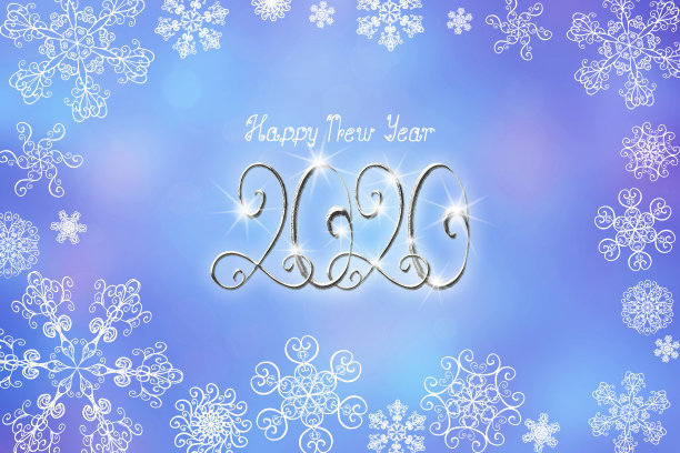 2020年新年横幅插图与银色数字和字母图片 2020年新年横幅插图与银色数字和字母图片下载