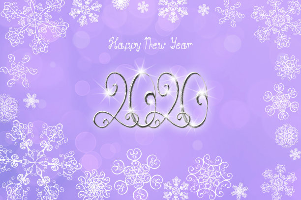 2020年新年横幅插图与银色数字和字母图片 2020年新年横幅插图与银色数字和字母图片下载