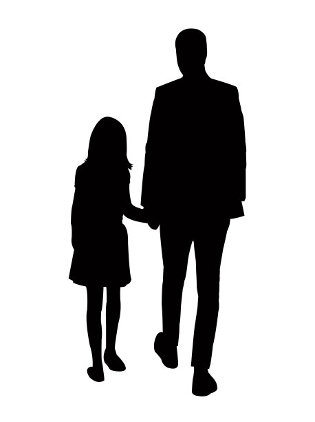 一个男人和女儿的身体轮廓向量图片 一个男人和女儿的身体轮廓向量图片下载