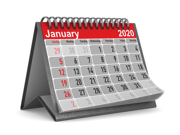 2020年。1月的日历。孤立的3 d演示图片 2020年。1月的日历。孤立的3 d演示图片下载