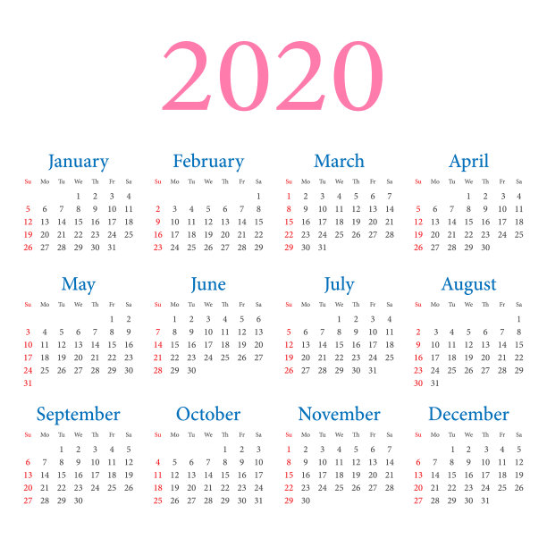 日历2020简单设计模板图片 日历2020简单设计模板图片下载