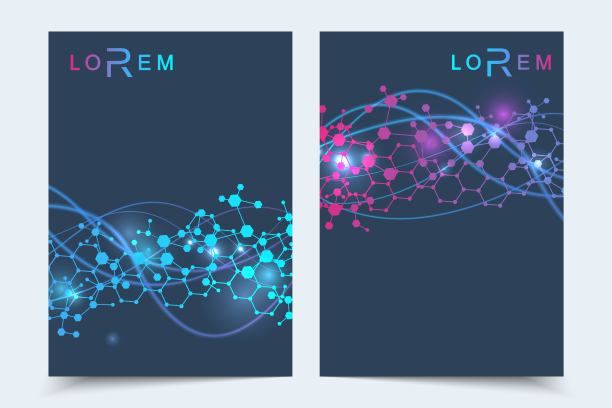 科学的宣传册设计模板。矢量飞行器布局,分子结构与连接的线和点。科学模式原子DNA与元素的杂志,传单,封面,海报设计。图片 科学的宣传册设计模板。矢量飞行器布局,分子结构与连接的线和点。科学模式原子DNA与元素的杂志,传单,封面,海报设计。图片下载