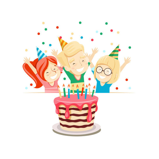 孩子们在生日聚会上戴着滑稽的帽子看着蛋糕,高兴极了。图片 孩子们在生日聚会上戴着滑稽的帽子看着蛋糕,高兴极了。图片下载