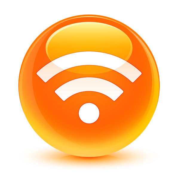 Wifi图标玻璃橙色圆形按钮图片 Wifi图标玻璃橙色圆形按钮图片下载