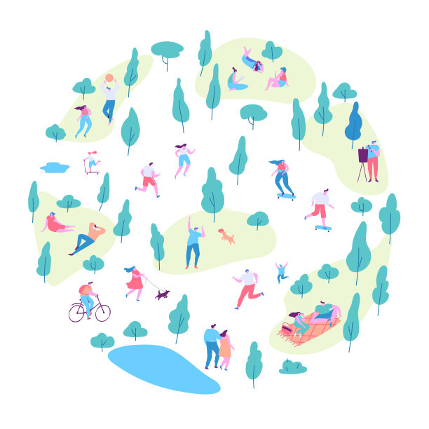 各种各样的人在春天或夏天的公园背景。图片 各种各样的人在春天或夏天的公园背景。图片下载