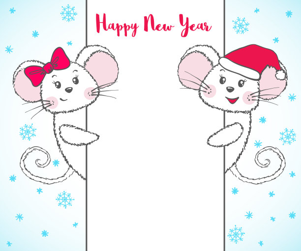 中国新年横幅与可爱的老鼠。图片 中国新年横幅与可爱的老鼠。图片下载