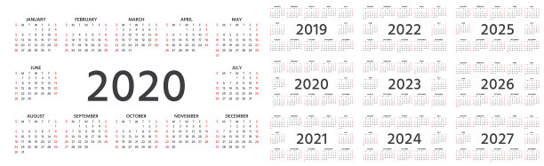 2020年日历。矢量插图。模板一年计划。图片 2020年日历。矢量插图。模板一年计划。图片下载