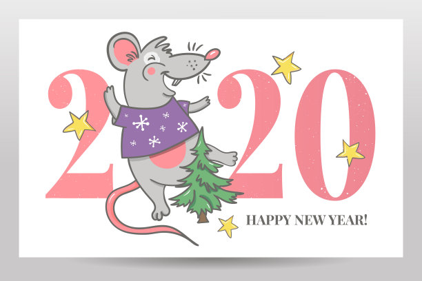 模板图片老鼠新年派对,白色背景的2020年新年。有趣的素描鼠标矢量插图。图片 模板图片老鼠新年派对,白色背景的2020年新年。有趣的素描鼠标矢量插图。图片下载