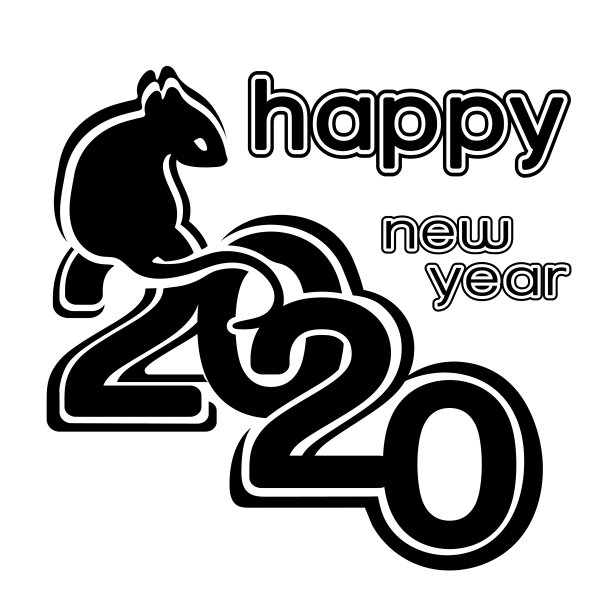 新年快乐标志,卡片,2020图标,根据中国东方历法的一年象征,单色横幅,矢量插图。黑鼠的数字是2020年孤立的图片 新年快乐标志,卡片,2020图标,根据中国东方历法的一年象征,单色横幅,矢量插图。黑鼠的数字是2020年孤立的图片下载