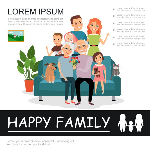 Flat Happy Family七彩概念图片 Flat Happy Family七彩概念图片下载