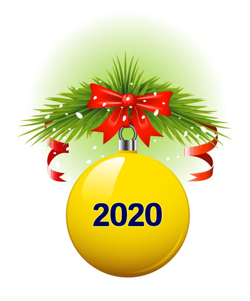 黄色圣诞球2020。孤立的矢量图。每股收益10图片 黄色圣诞球2020。孤立的矢量图。每股收益10图片下载
