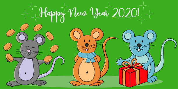 新年快乐。可爱的老鼠,象征2020。新年祝福传单,横幅图片 新年快乐。可爱的老鼠,象征2020。新年祝福传单,横幅图片下载