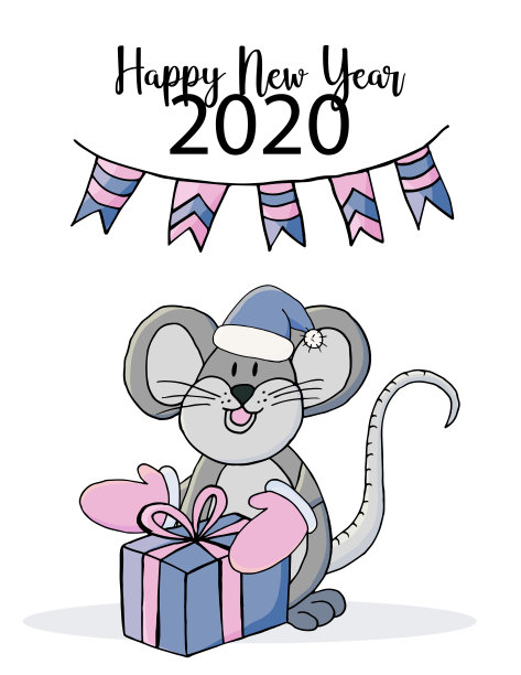新年快乐。可爱的老鼠,象征2020。新年祝福传单,横幅图片 新年快乐。可爱的老鼠,象征2020。新年祝福传单,横幅图片下载