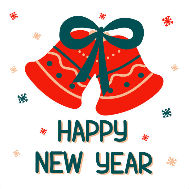 新年传统红铃与绿色丝带在斯堪的纳维亚手绘风格与字母。矢量插图,一个简单的明亮物体,用于社交媒体的方形格式图片 新年传统红铃与绿色丝带在斯堪的纳维亚手绘风格与字母。矢量插图,一个简单的明亮物体,用于社交媒体的方形格式图片下载